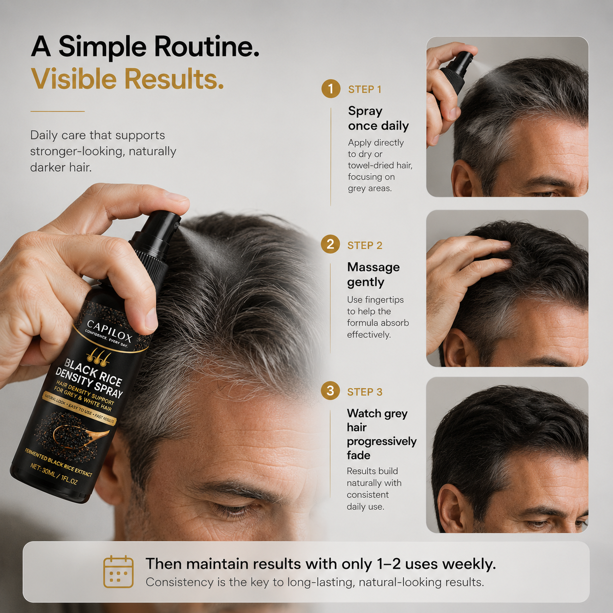Grey Hair Coverage Spray — Powered by Black Rice Extract