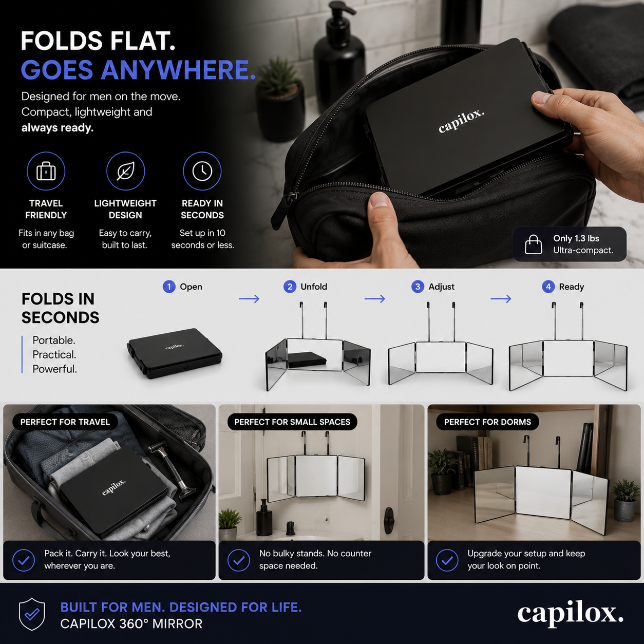 Capilox Trifold Mirror